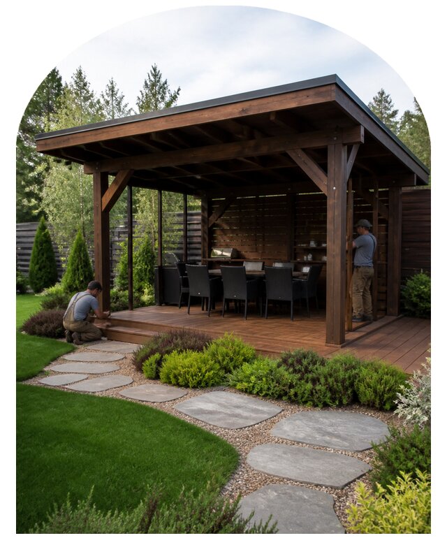 Беседка на участке под ключ в Тихорецке по цене от 66996 р. | Метпроект-Тхр